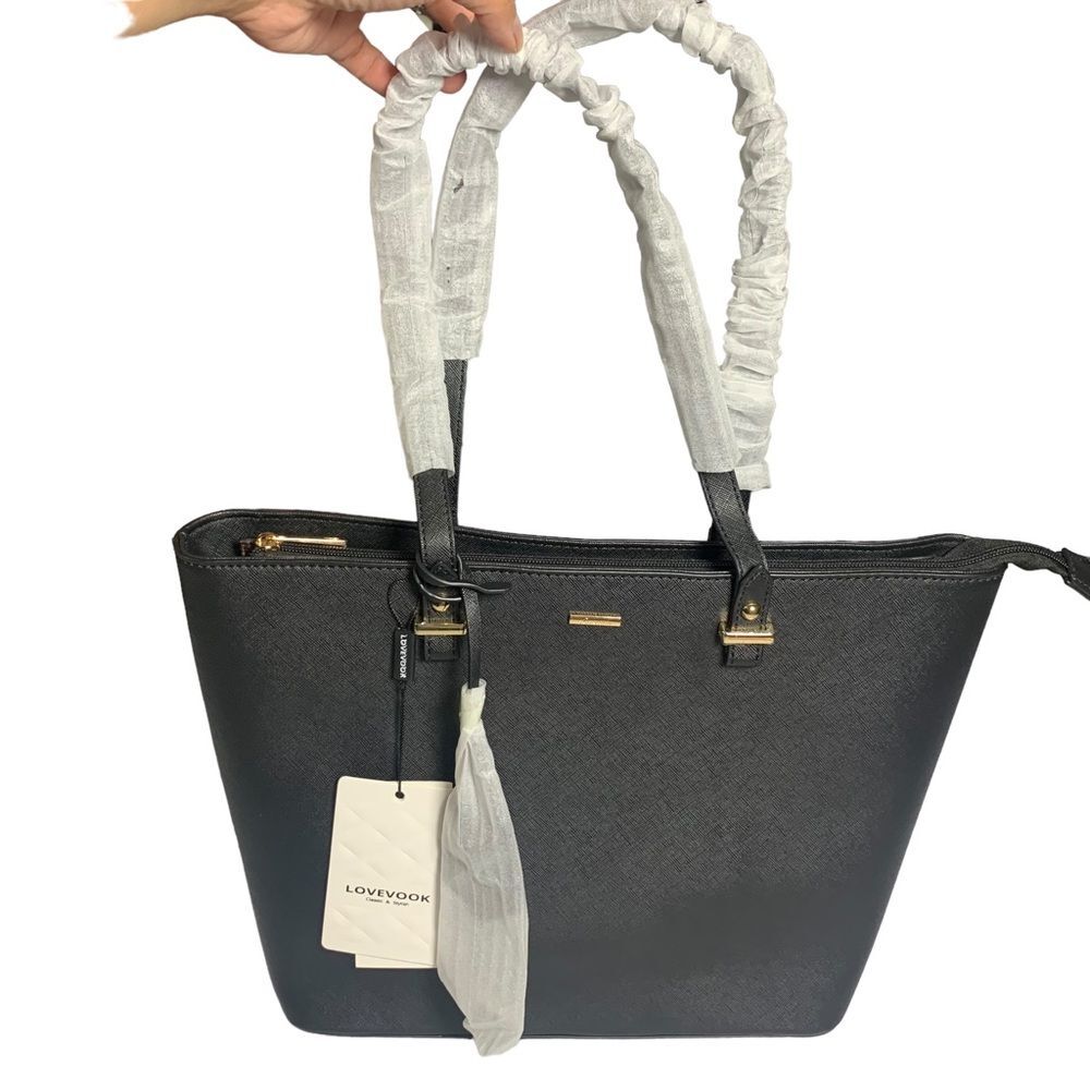 LOVEVOOK Shoulder Tote Black Bag with envelope clutch